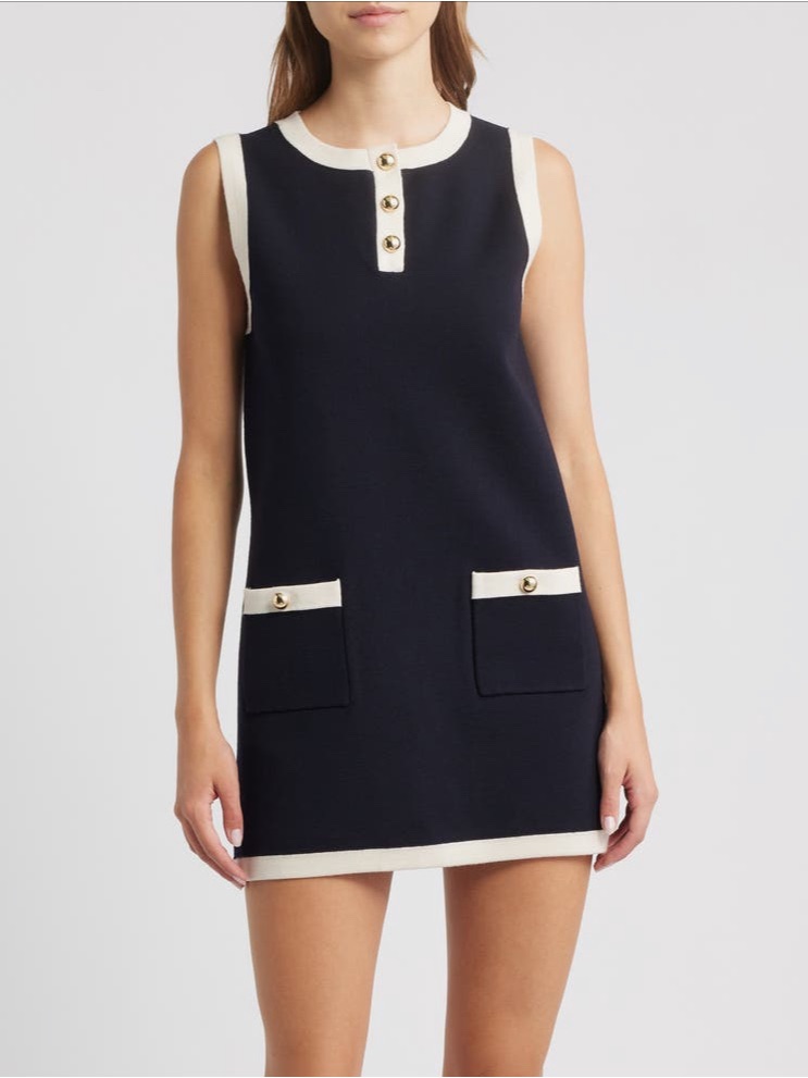 Frame The Mixed Denim Trim Knit Minidress Size Large Color: Indigo
